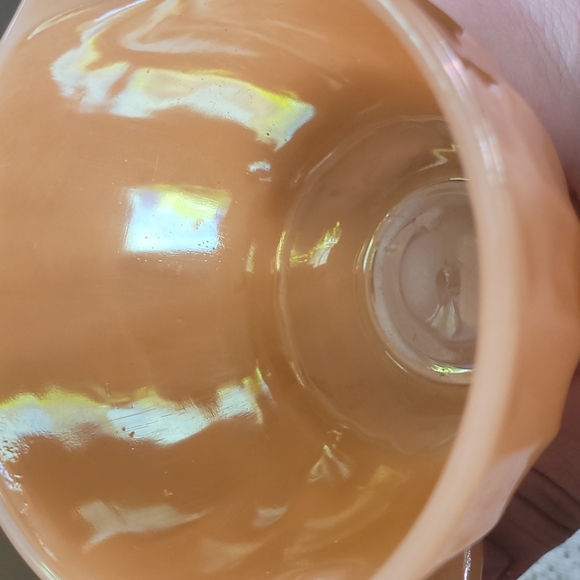 Fire King Peach Lustre Sugar Bowl & Creamer - Picture 7 of 8